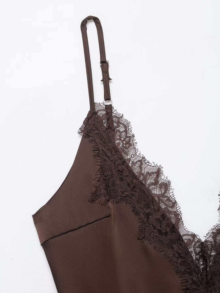 Summer Women's Sexy Spaghetti Strap Dress in Black/Brown