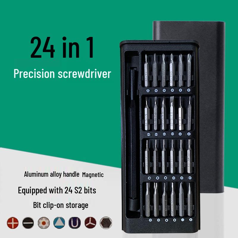 Precision 24-in-1 Mobile Phone Screwdriver Set with Magnetic Aluminum Handle for Multifunctional Repair