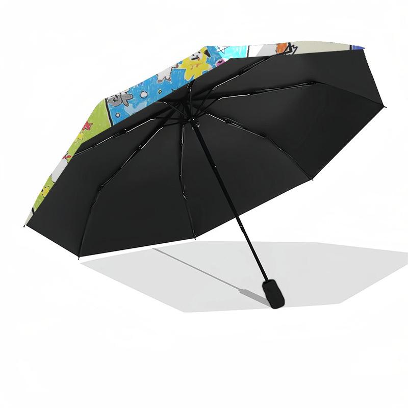 1pc BT21 Official Merchandise: Outdoor Umbrella with BT21 Characters - Automatic Opening & Closing, 3-Fold Design, 8-Rib Iron Frame, Perfect Gift