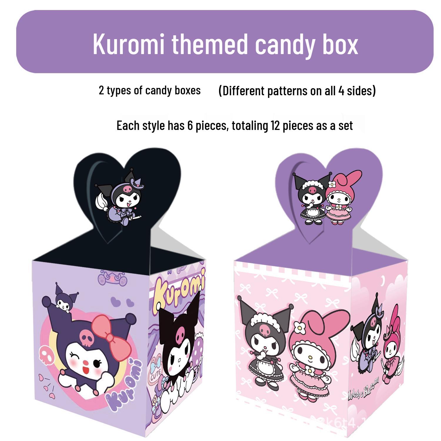 Kuromi Birthday Party Supplies: Tote, Candy, Gift, and Apple Boxes