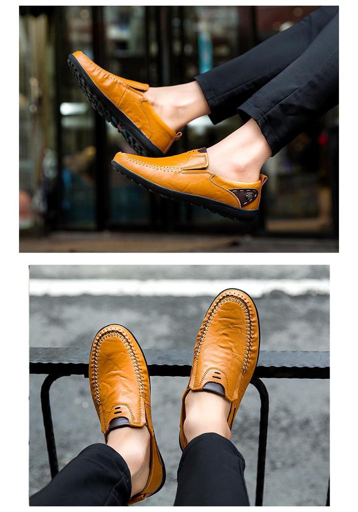 Men's Soft Sole Leather Slip-On British Style Driving Shoes, Big Size, Trendy & Versatile.