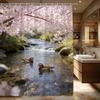 Cherry Blossom Duck Shower Curtain Machine Washable All Season Waterproof Privacy Protection Spring Nature Design Elegant12Hooks