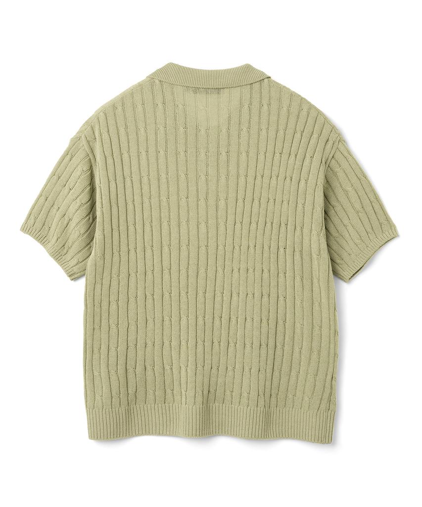 KNITTED Linen Cable Collar Half Knit Sage Green