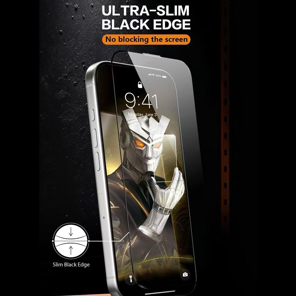 URR For iPhone 17 Pro HD Screen Protector Invisible Shield Ultra Slim Black Edge 9H Tempered Glass Film