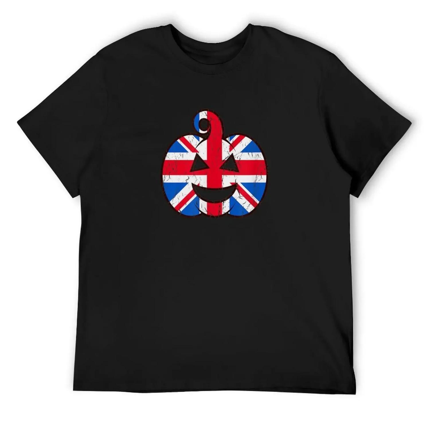 

British Halloween Pumpkin Shirt United Kingdom Flag Costume T-Shirt kawaii clothes vintage croswit shirt man men workout shirt XXXXXL різнокольоровий