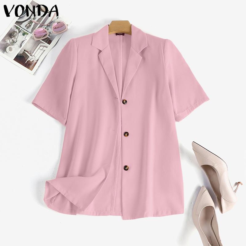 

VONDA Летние женские однотонные блейзеры на пуговицах с короткими рукавами