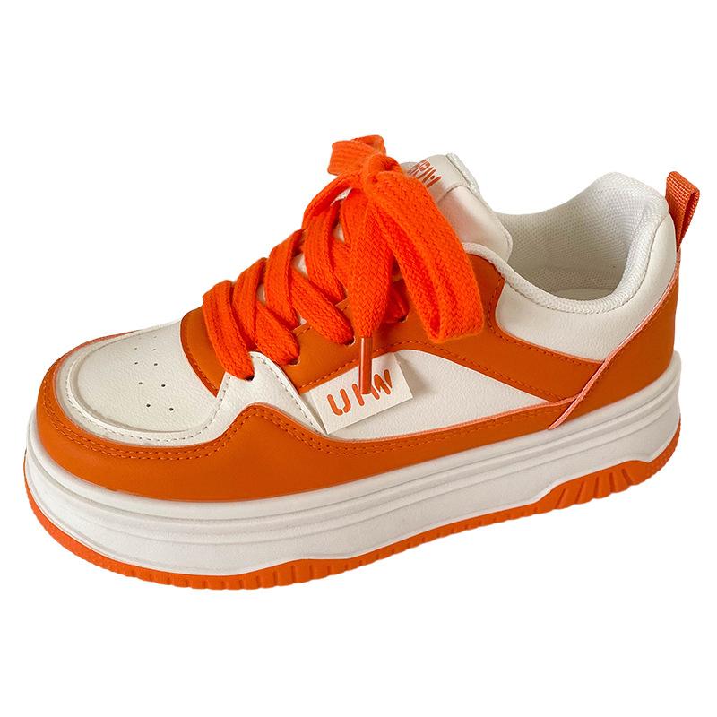 

B1617 latex insole/dopamine thick baseplate shoes women s little white shoes women s shoes summer versatile leather bread shoes 40 помаранчевий