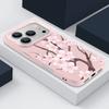 Hand-drawn Style Sakura Pattern Case For iPhone 17 Pro Max Leather Texture Soft Silicone Cover For iPhone 16 15 14 13 Pro 12 11 16E