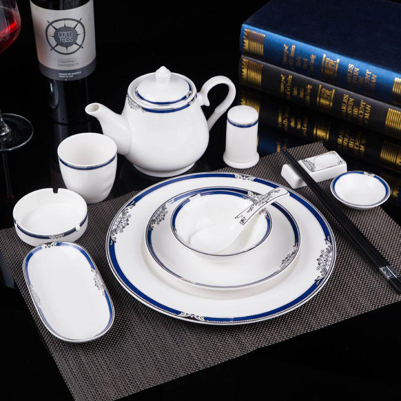 Luxury Ceramic Dinnerware Set: Plates, Bowls, Spoons & Cups for Restaurants & Clubs