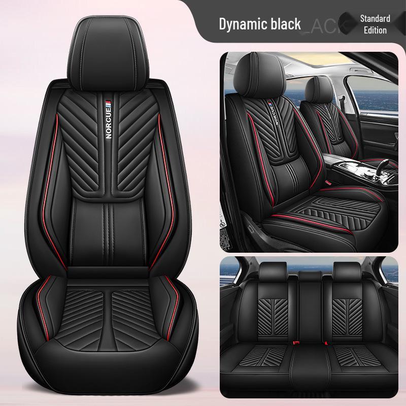 Universal Four Seasons Leather Car Seat Cushion Cover for Small 5-Seat Cars