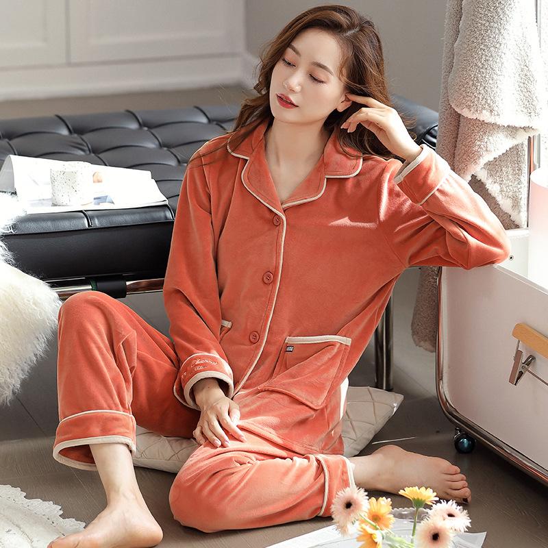 Pajamas Ladies Spring And Autumn Island Fleece Thickened Fleece Winter Autumn And Winter Coral Fleece Winter Loungewear
