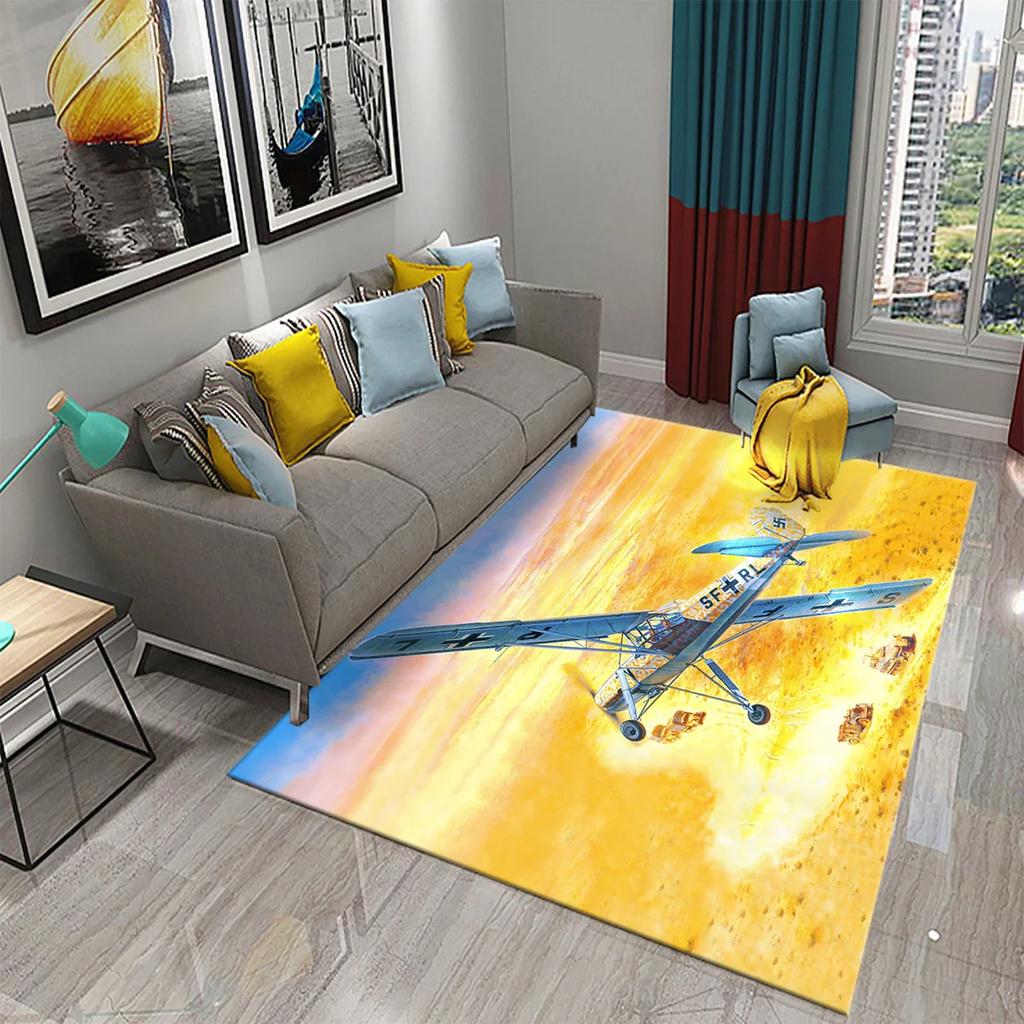 3D Bunter Ölgemälde Flugzeug Teppich für Wohnzimmer Schlafzimmer Dekor Teppiche Badezimmer Küche Rutschfeste Bodenmatte Heimdekor Teppiche