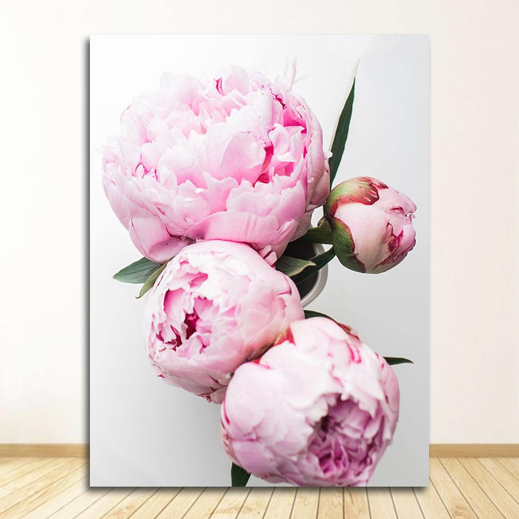 Wall Art Picture For Living Room Home Decoration Canvas Painting Nordic Decor Elegant Peony Flower Phrase Poster And Print