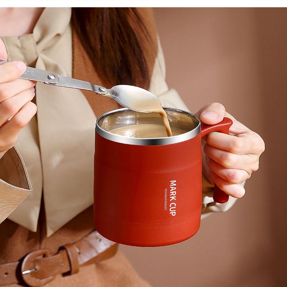 Double-layer Cold Water Drinks Tumbler Non-Slip Handle Thermal Mug Reusable Tea Milk Cups  Outdoor