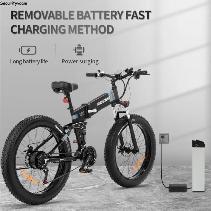 Ridstar-H20 Elektrické kolo s tlustými pneumatikami - Odnímatelná baterie, Hydraulické odpružení, Inteligentní LCD displej pro městské dojíždění a jízdu v terénu