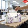 2D Flat, 1pc Tissue Box, Printed On Both Sides, Vintage Botanical Tissue Holder, Lemon Blossom Branch Design, Perfect for Decorative Storage During. S