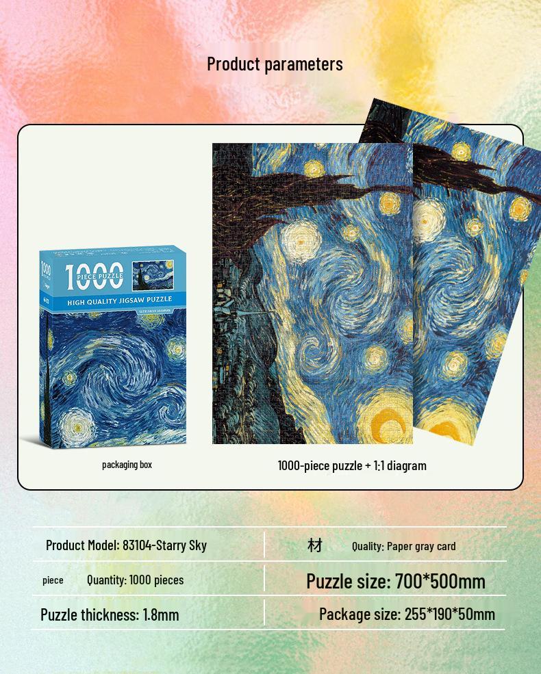 Van Gogh Creative Landscape Jigsaw Puzzle - 1000 Pieces Stress Relief Educational Toy