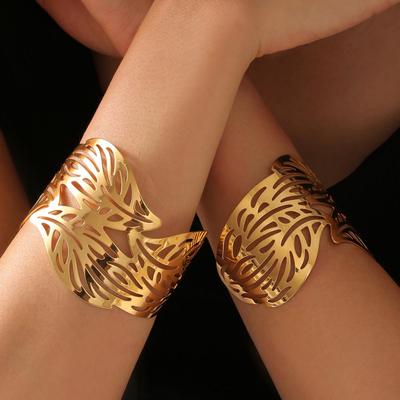 European & American Hollow Leaf Titanium Steel Bracelet: Cold Style, Niche Fashion, Exaggerated Personality Bangle