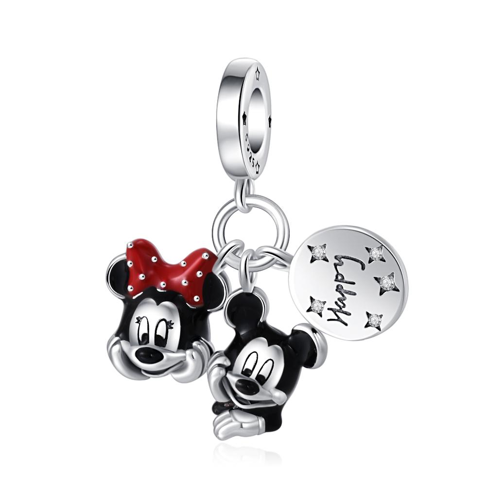 Christmas  Cartoon Red Minnie Bow Mickey Balloon Charm Beads Fit Original Pendant Bracelet Diy Gift For Women Party Gifts