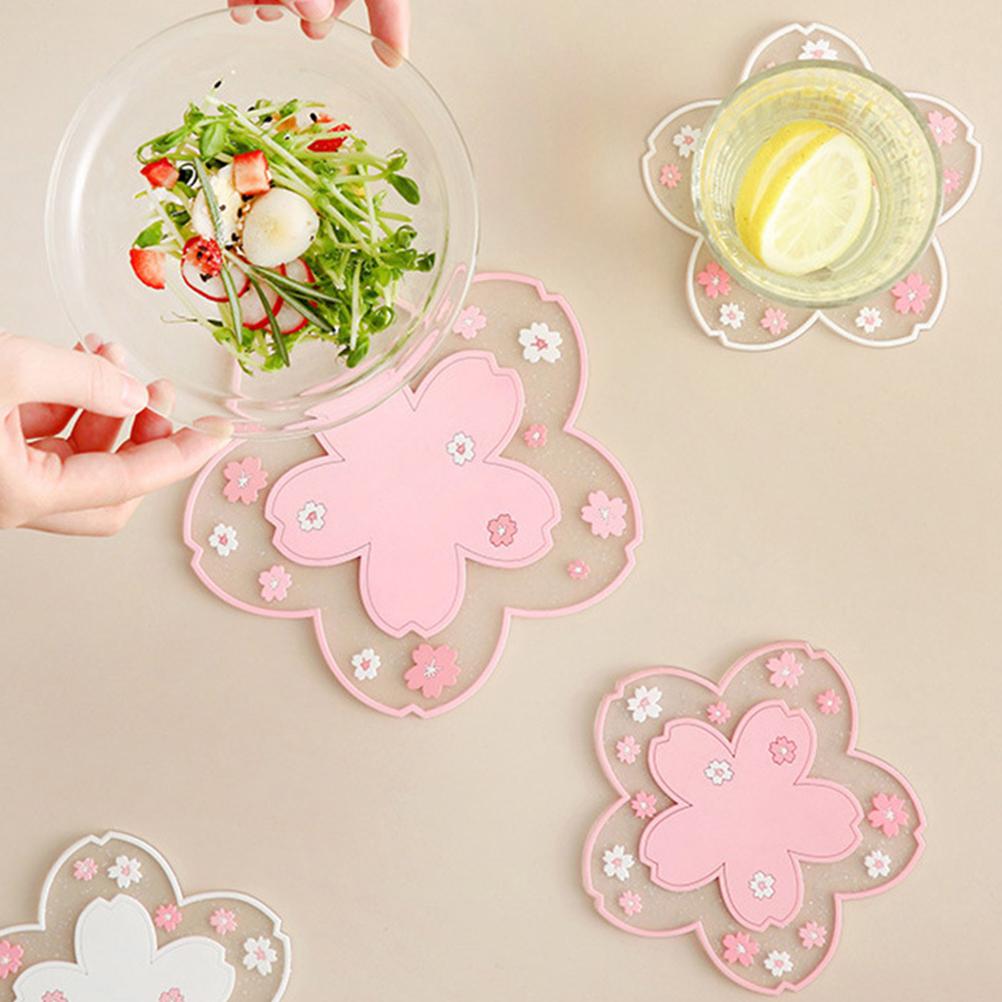 Cherry Blossom Heat Insulated Table Mat Drink Coasters Multifunctional Nontoxic Non Slip Table Protector Mats