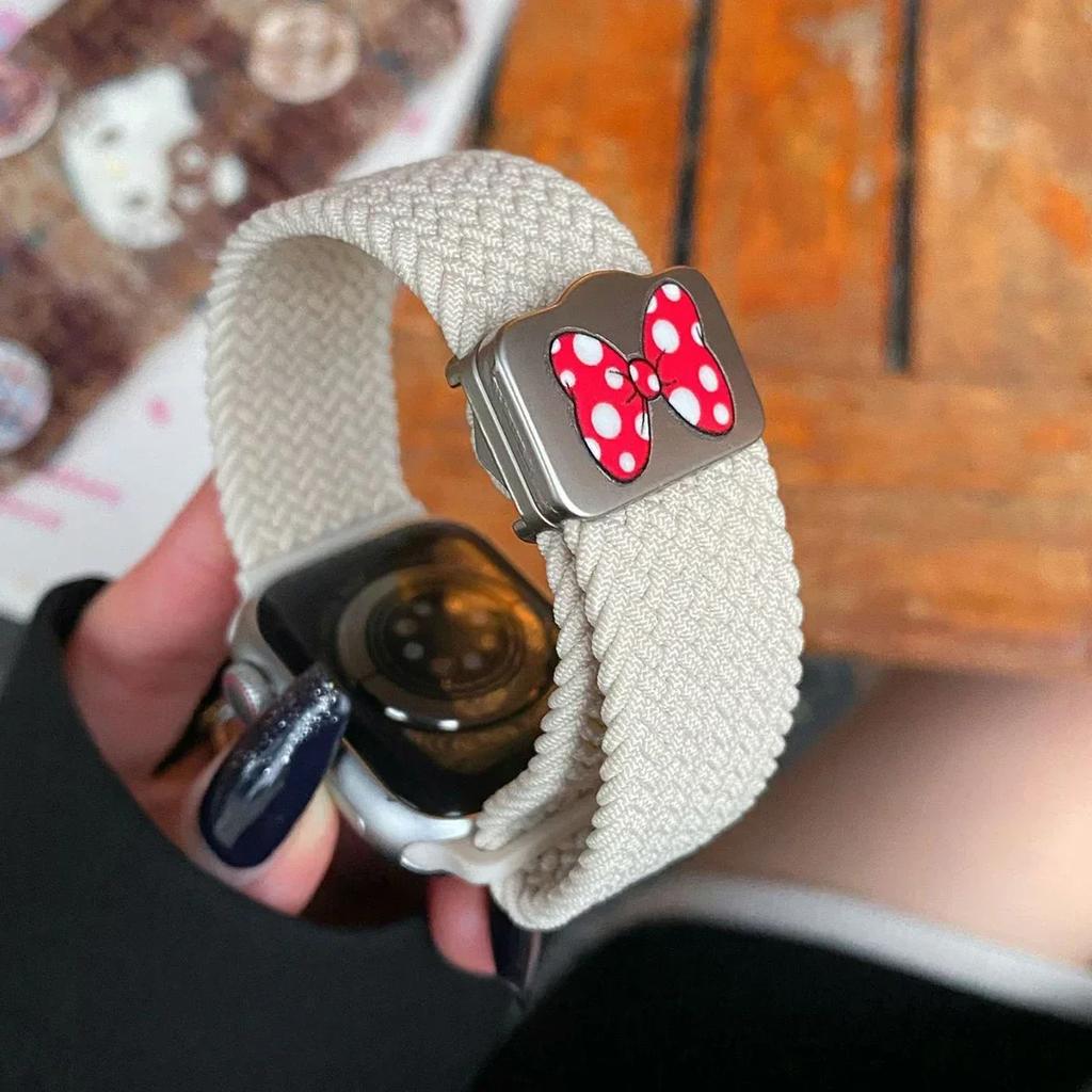 Kreslený roztomilý mašlička magnetický řemínek pro Apple Watch Band Ultra2 49mm 45mm 44 41 42 Correa Band pro Iwatch Series 10 9 8 SE 7 6