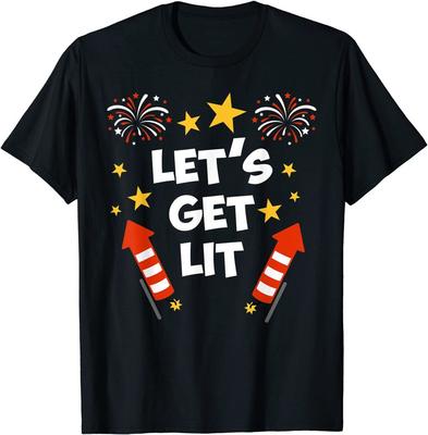 Let's Get Lit Feuerwerk T-Shirt Lustiges Patriotisches Feuerwerk T-Shirt Klassisches T-Shirt