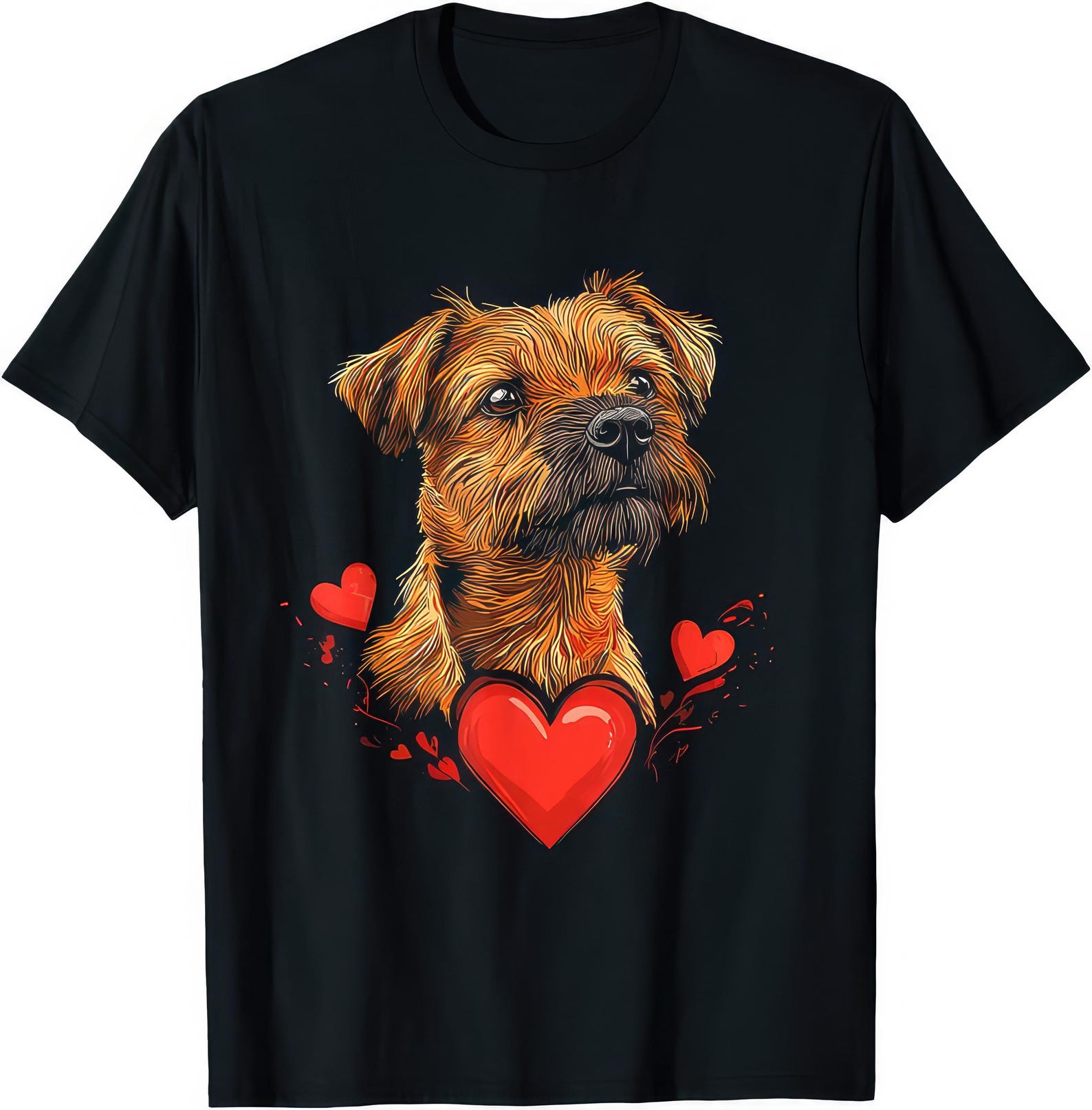 Valentine’s Day Border Terrier T shirt | Cute Dog Lover Gift Tee | Funny Pet HearT shirt for Women & Men L