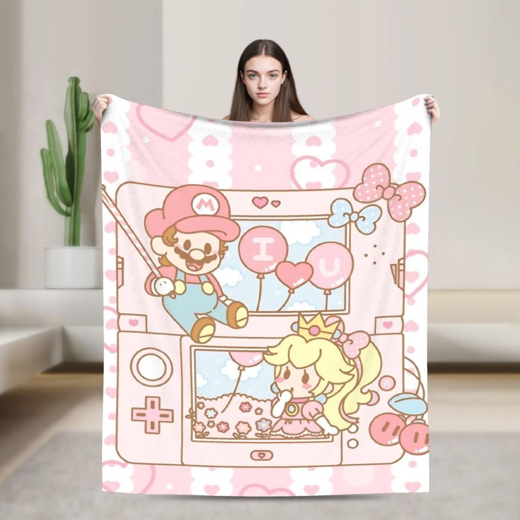 Coperta in Pile Princess Daisy Marios con Stampa   Coperte Plaid Multifunzione Super Calde per Letto Divano Copriletti