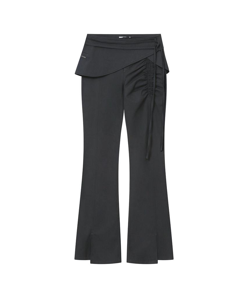 MISEKI SEOUL Side Shirring String Mini Skirt Pants Set Charcoal