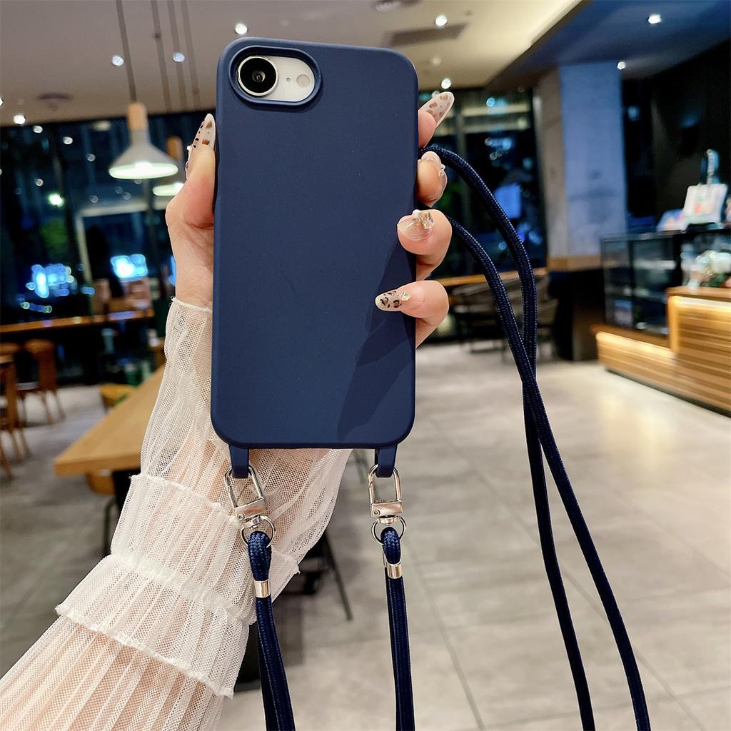 Crossbody Lanyard Candy Color Phone Case for Iphone 17 Air 16 Plus 16E 15 14 13 12 11 Pro Max Silicone Soft TPU Back Cover