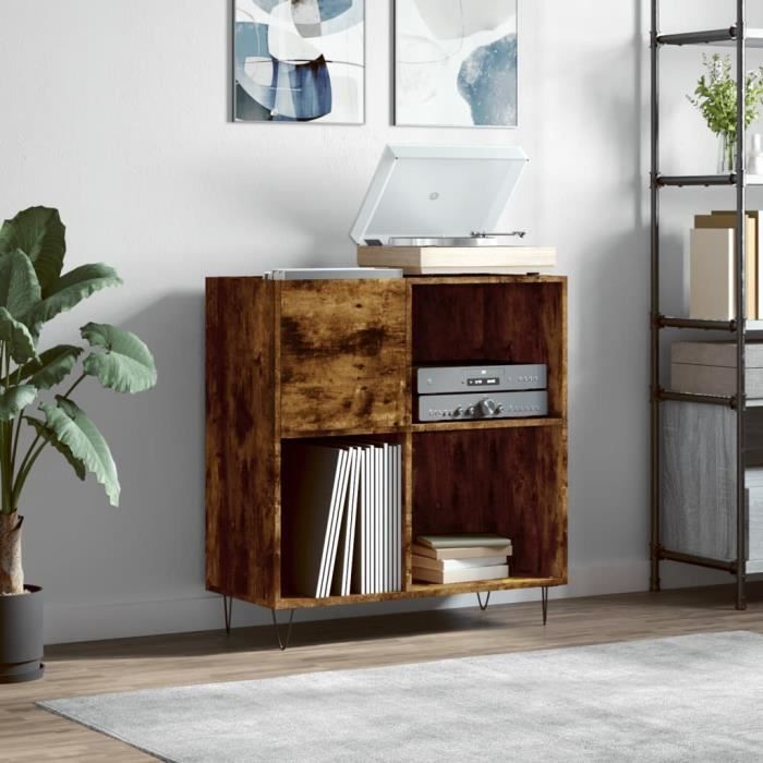 VidaXL Record Cabinet Smoked Oak 84.5x38x89 Cm Engineered Wood 831777