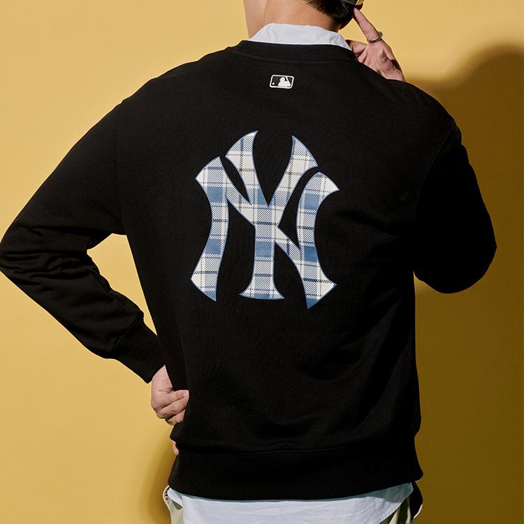 MLB New York Yankees Logo Loose Fit Crewneck Long Sleeve Sweatshirt Unisex Sweatshirt Black 3AMTC0121-50BKS