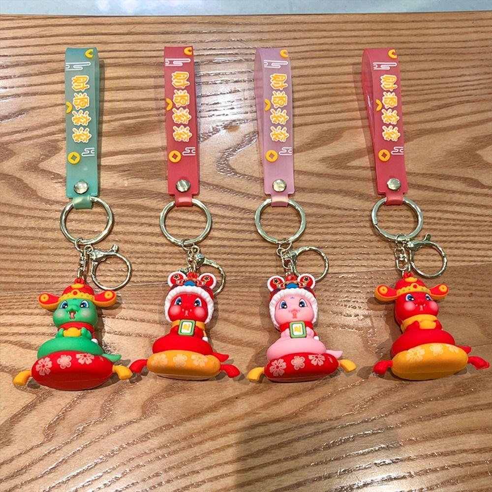 Frühlingsfest Schlange Schlüsselanhänger Glücksschlange Schlüsselring Niedlicher 2025 Neujahrsanhänger Geschenke