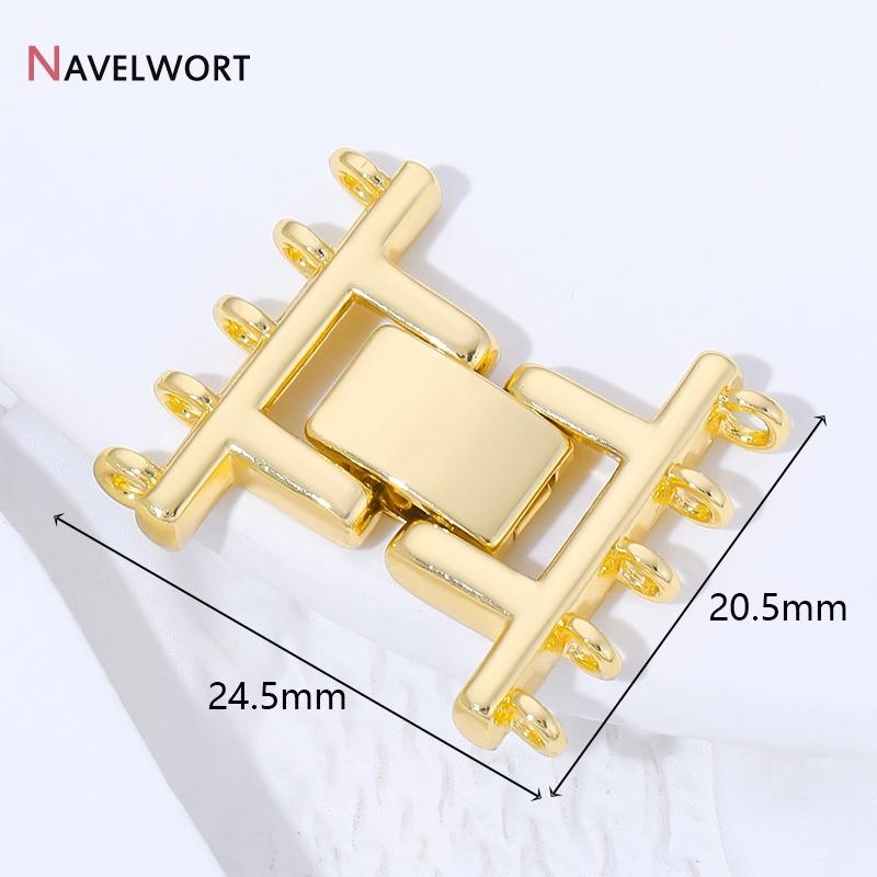 18K Gold Plated Brass Square Connector Clasps Pearl Clasps Fastener For Bracelet Necklace Making Accessories Jewelry Materials