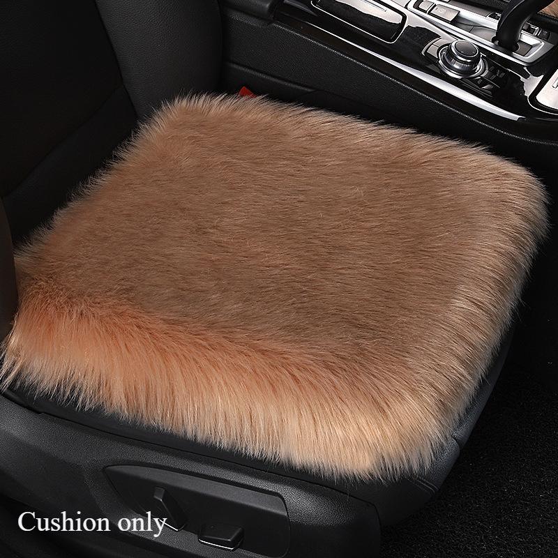 Warm Plush Car Seat Covers Universal Long Wool Fur Car Front Seat Protect Cushion Mat Warm Thick Plush Cushion Seat Cover