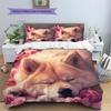 Shiba Inu and Rose Pattern Bedding Home Decoration Birthday Gift (1 * duvet cover + 2 * pillowcase, without core)
