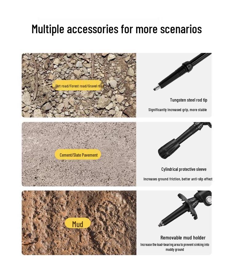 Ultralight Carbon Fiber Three-Section Trekking Poles with External Lock for Hiking and Walking