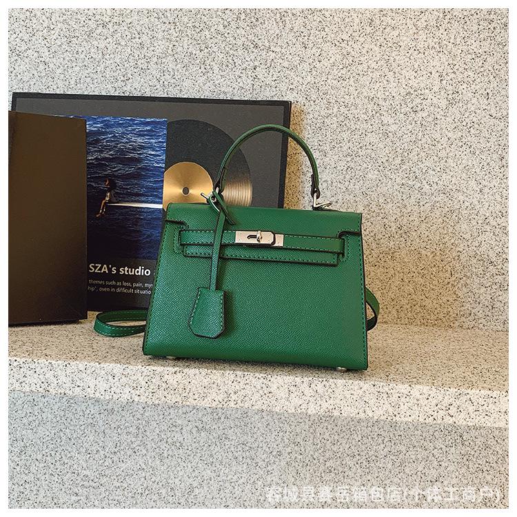 Women's Versatile Lychee Pattern Kelly Bag - Fashionable Large-Capacity Shoulder and Crossbody Handbag