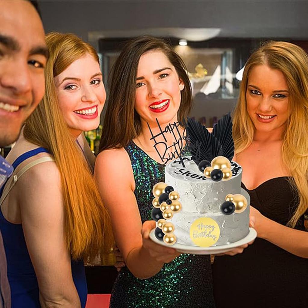 35 PCS Mini Ball Cake Topper Cupcake Insert Acrylic Cake Topper Cake Decorations for Wedding Birthday Party Baby Shower Supplies