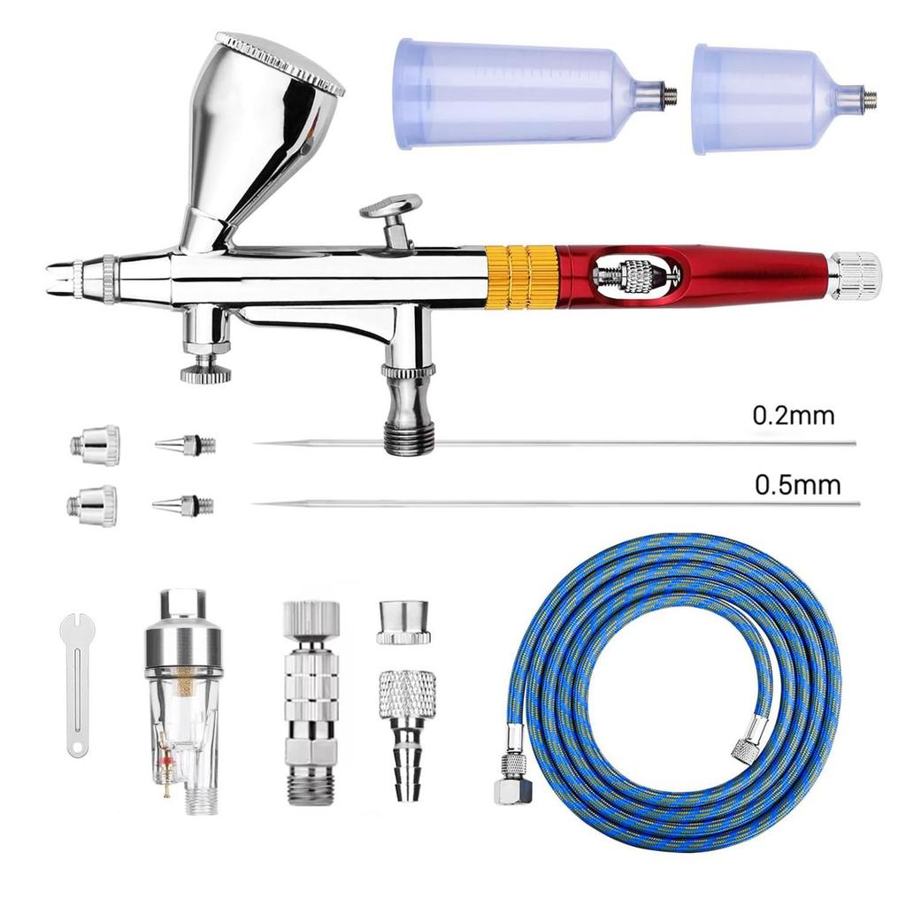 SJ-81 Airbrush: 0.3 Caliber, Replaceable Paint Cup, Adjustable Hand Feel & Double-Action Pressure