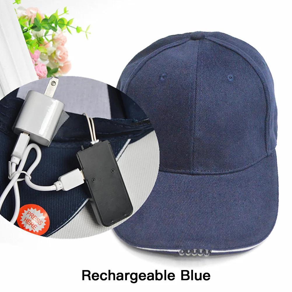 Outdoor Camping Night Fishing Peaked Cap Powered By USB / Button Battery Extended Brim Sun Hat LED Lighted Baseball Cap