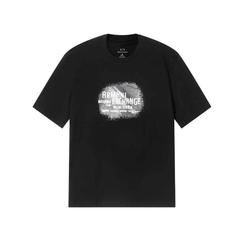 Armani Exchange SS25 Logo Printed Crew Neck T-Shirt Men tops Black XM001247-AF10356-UC001