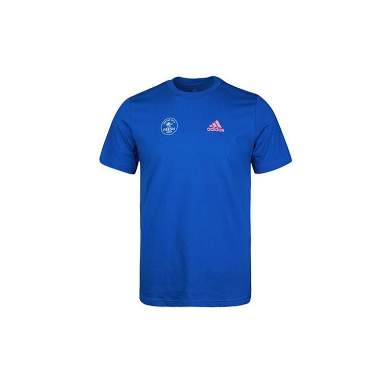 

Adidas Printed Round Neck Casual Sport Short Sleeve T-Shirt Men Tops Blue GE4666 L