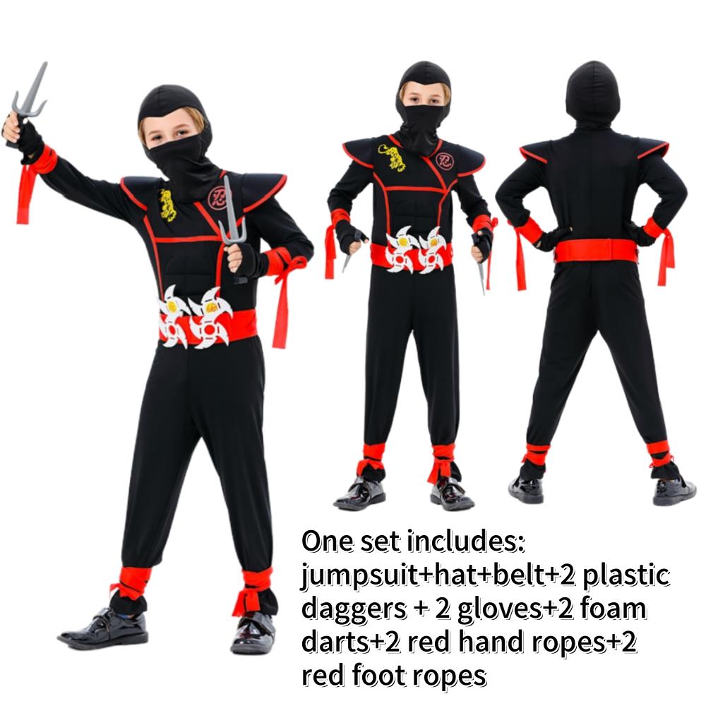Halloween Child Ninja Kids Cosplay Costume for Boys Girls Samurai Costumes KungFu Dragon Ninjago Jumpsuit With Trident Outfits