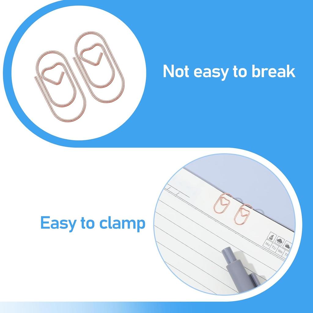 200 Pcs Heart Paper Clips, Gold Paper Clips Paperclips Small Papers Clip Cute Mini Paperclips for Office Home Desk Paperwork Organizers DIY Crafts