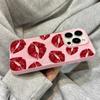 Red Lip Print Mobile Silicone Phone Case ForiPhone 17 16 15 14 13 12 Pro Max Plus 17 11 Air Texture Shockproof Soft Cover