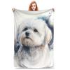 Maltese Dog Art Blankets Portable Flannel Sofa Throw Blanket for Home Bedroom Office Throws Bedspread Quilt