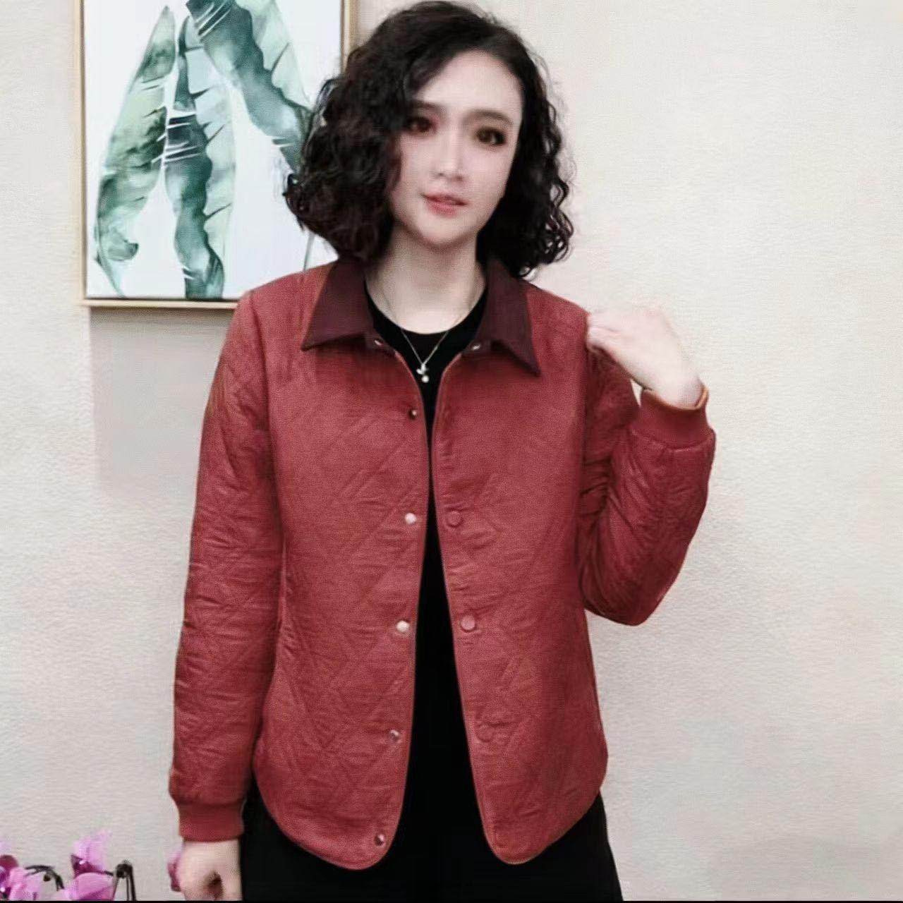 

Spring Chic Color Block Jacket for Women 50+ 2XL (110-125 jin) червоний