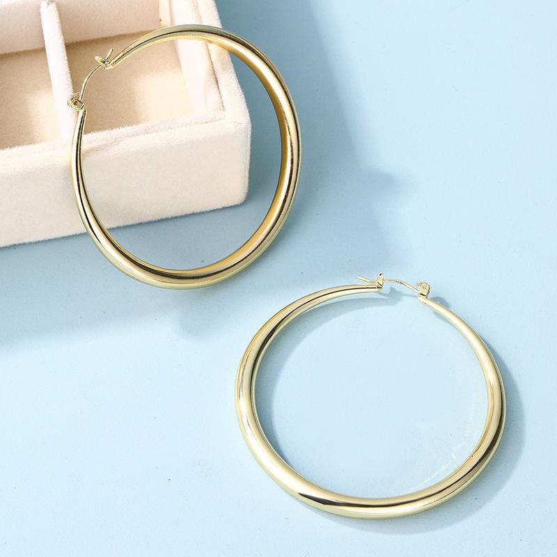 European and American exaggerated jewelry fashion alloy circle earrings niche geometric gold stud earrings women's earrings