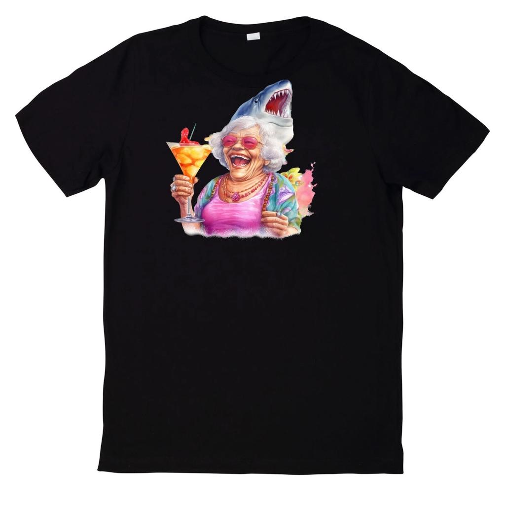 T-Shirt Verrücktes Oma Rentner Aquarell Motiv Baumwolle